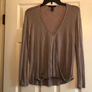 Tan Deep V-Neck Top